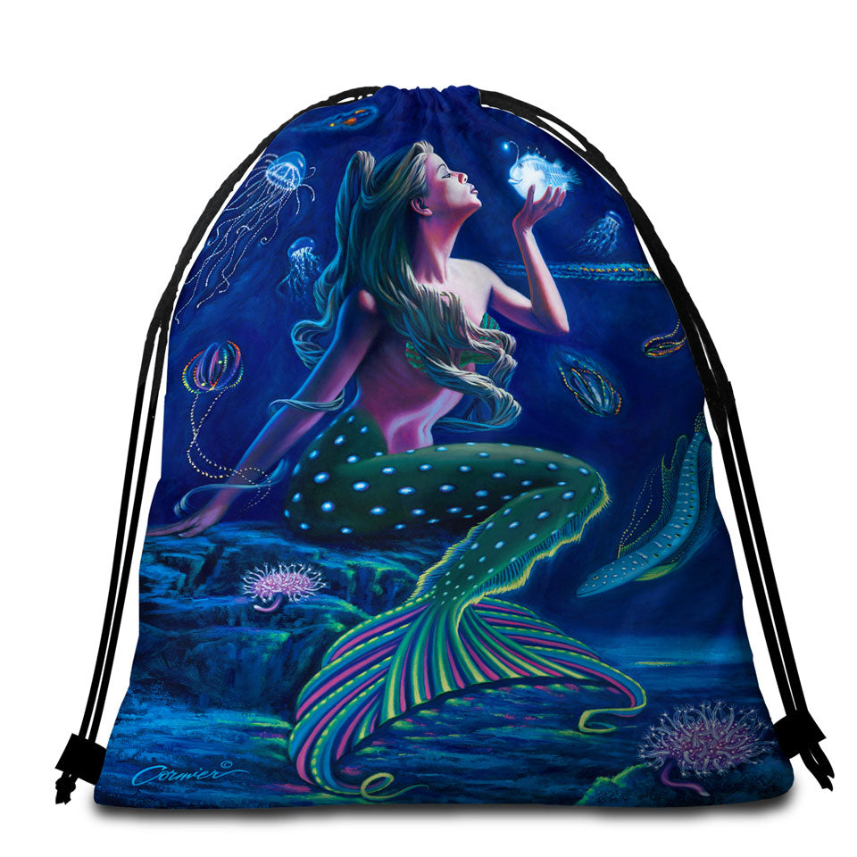 Underwater Mermaid Beach Towel Pack with Fish and Jellyfish