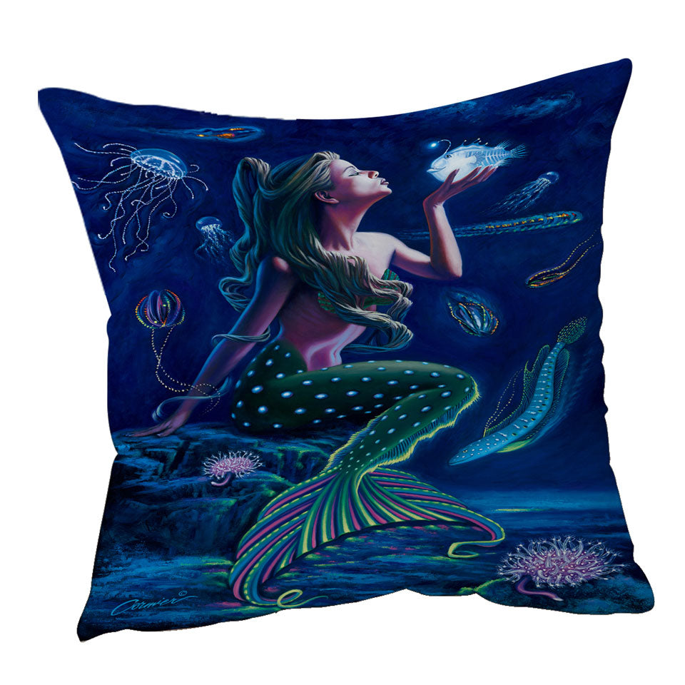 Underwater Mermaid Cushions and Throw Pillows with Fish and Jellyfish