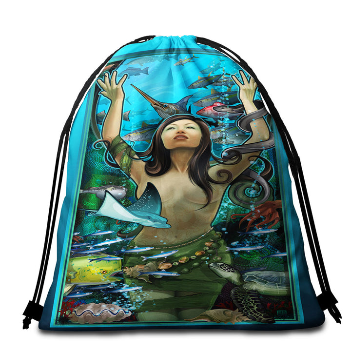 Underwater Sexy Beach Towels Bag Woman the Goddess of Marine Life