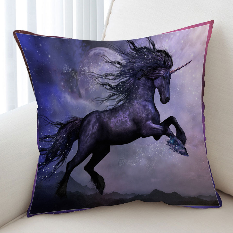 Unicorn Cushion Covers Art the Magical Dance of the Black Unicorn