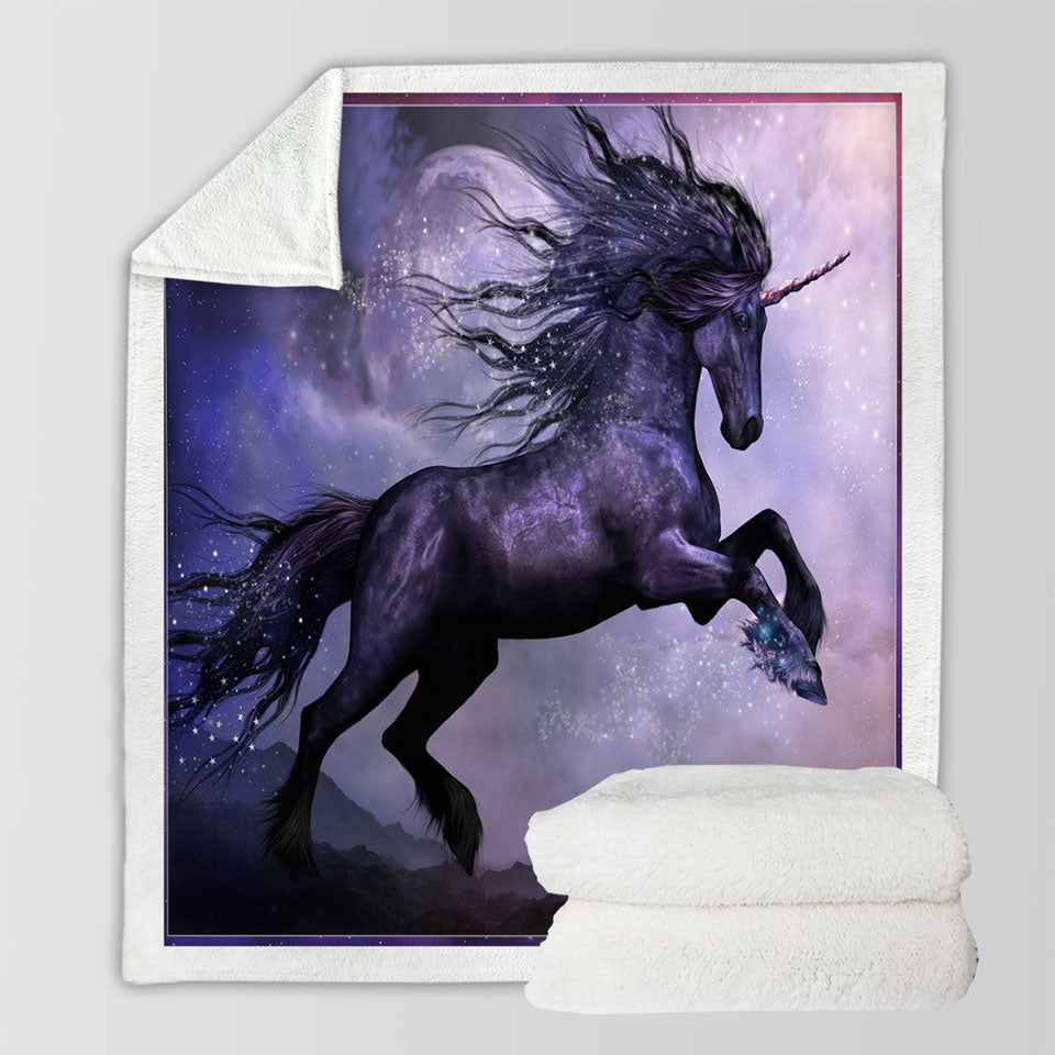 products/Unicorn-Sherpa-Blanket-Art-the-Magical-Dance-of-the-Black-Unicorn