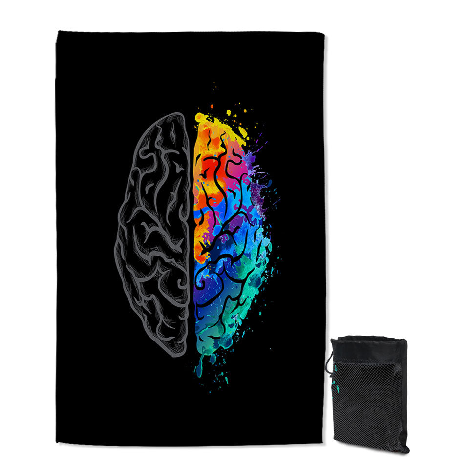 Unique Beach Towels Artistic Colorful and Grey Human Brain