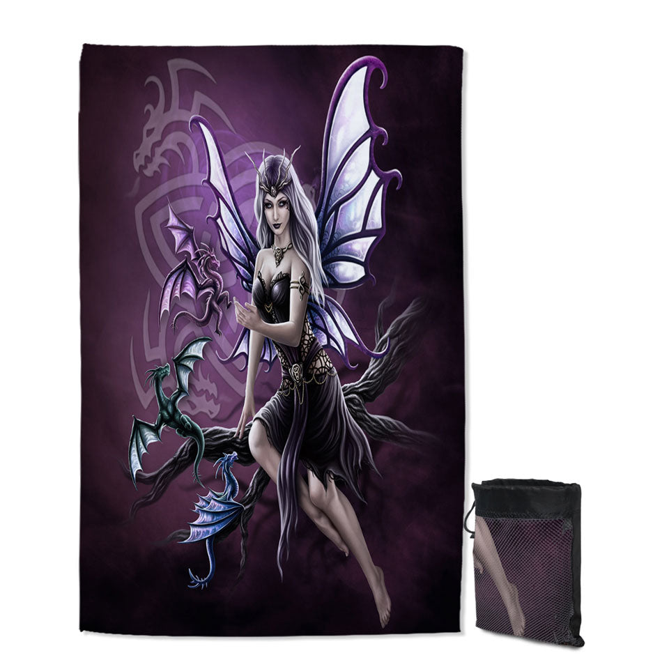 Unique Beach Towels Fantasy Art Butterfly Girl the Dragon Keeper