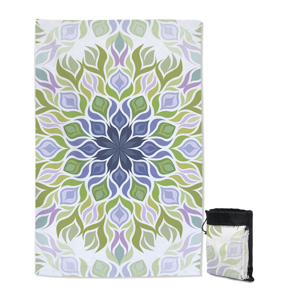 Unique Beach Towels Green Purple Relaxing Abstract