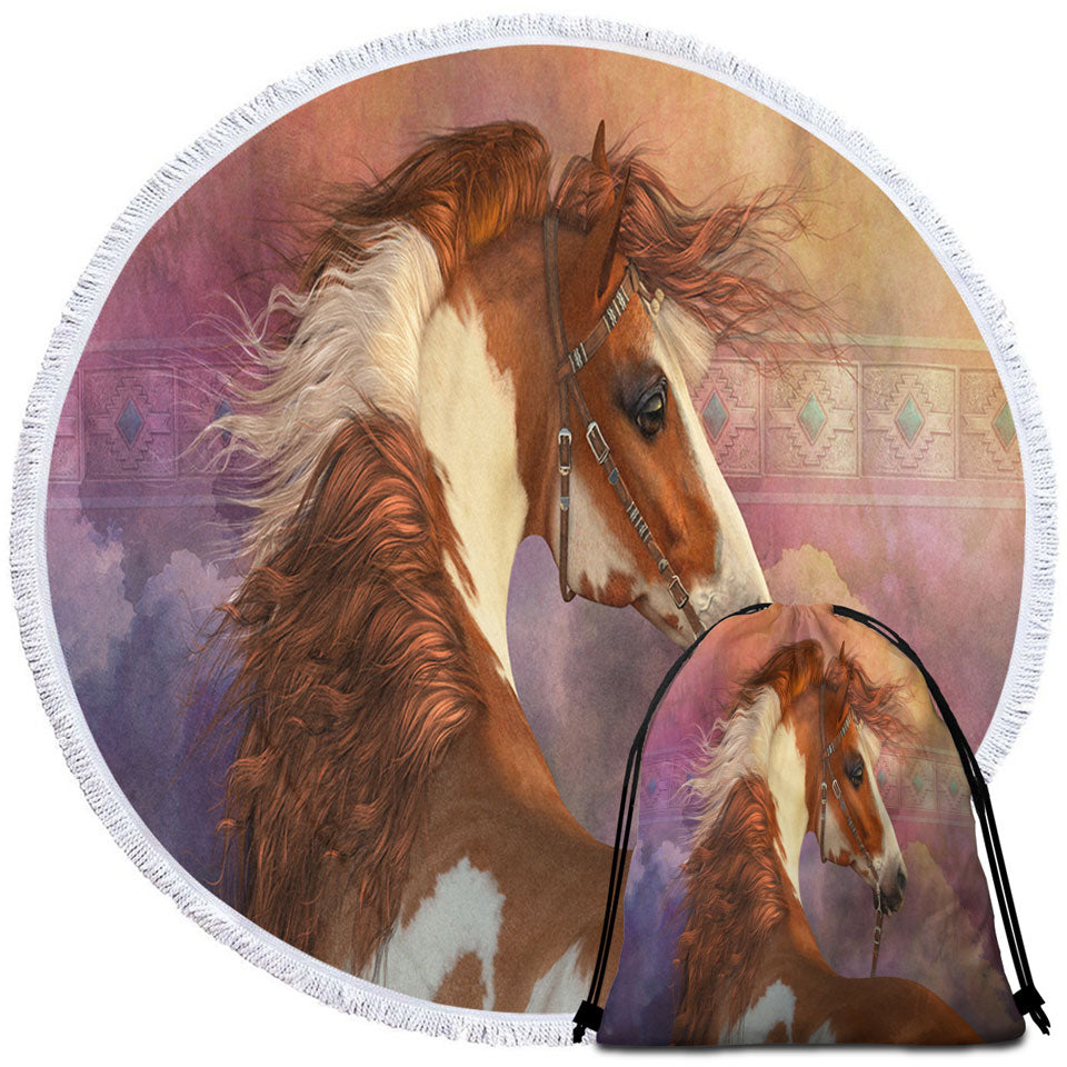 Unique Beach Towels Heart of the West Brown and White Pinto Horse