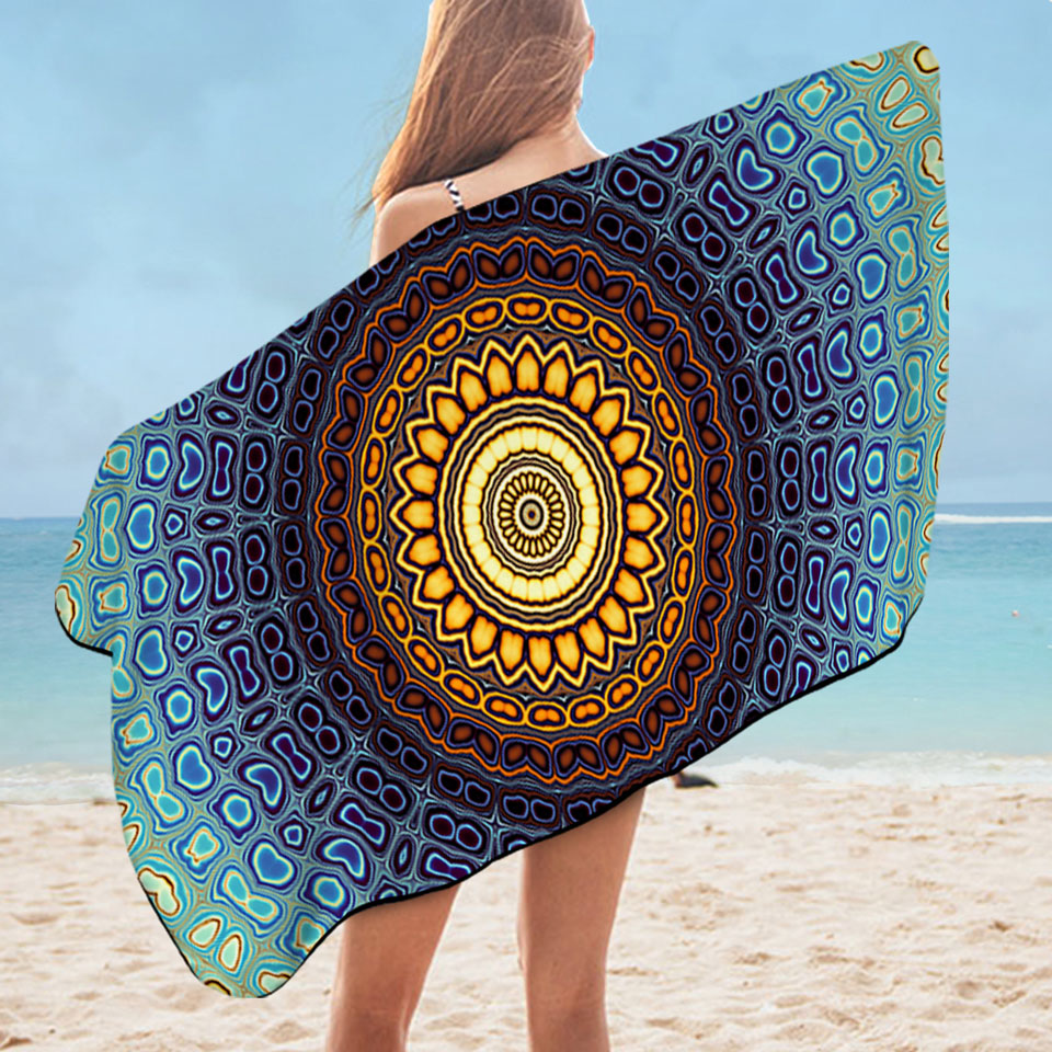 Unique Beach Towels with Orange to Blue Glass Illusion