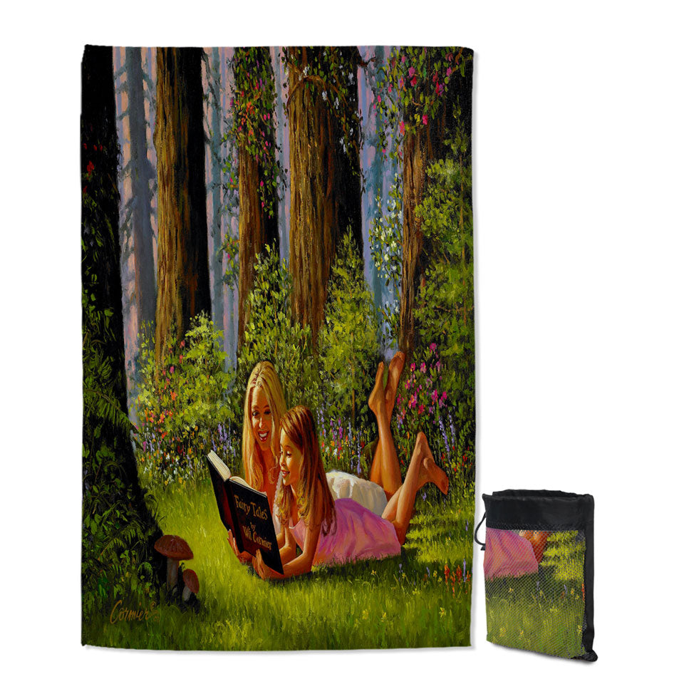 Unique Beach Towels with Special Moments Mother and Daughter in the Forest