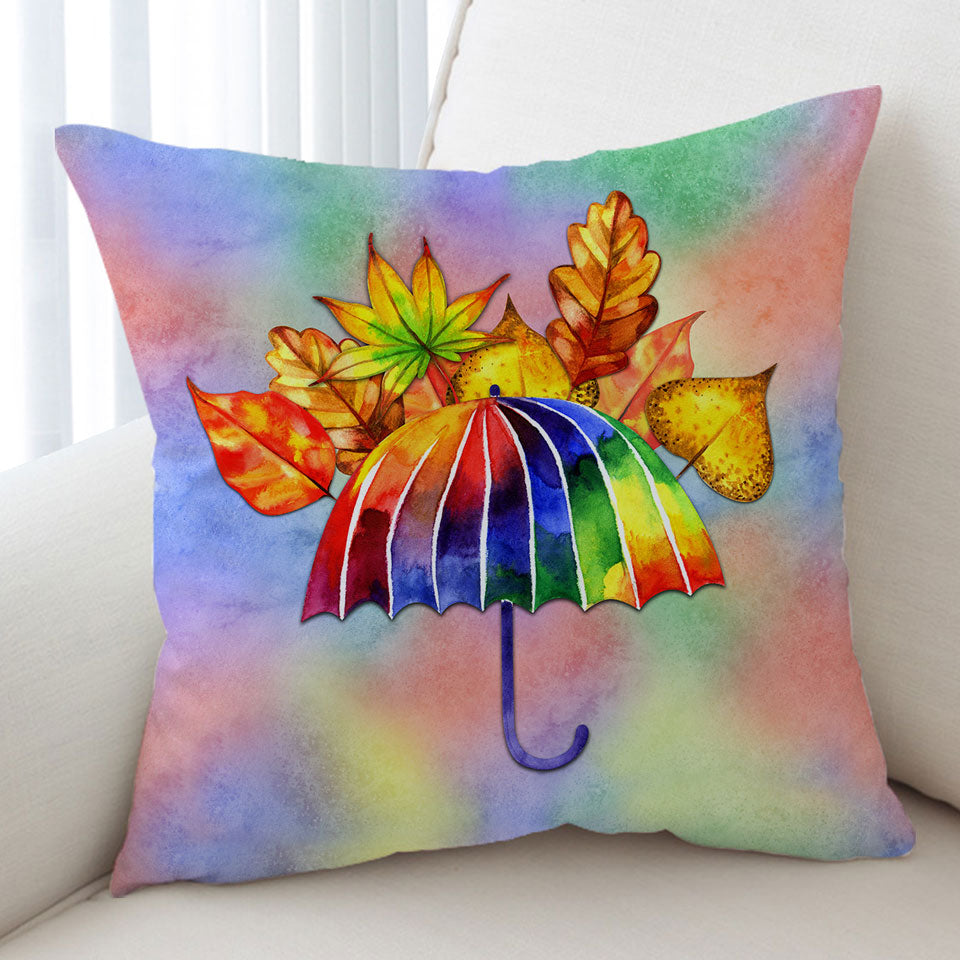 Unique Cushion Covers Colorful Umbrella and Autumn Leaves