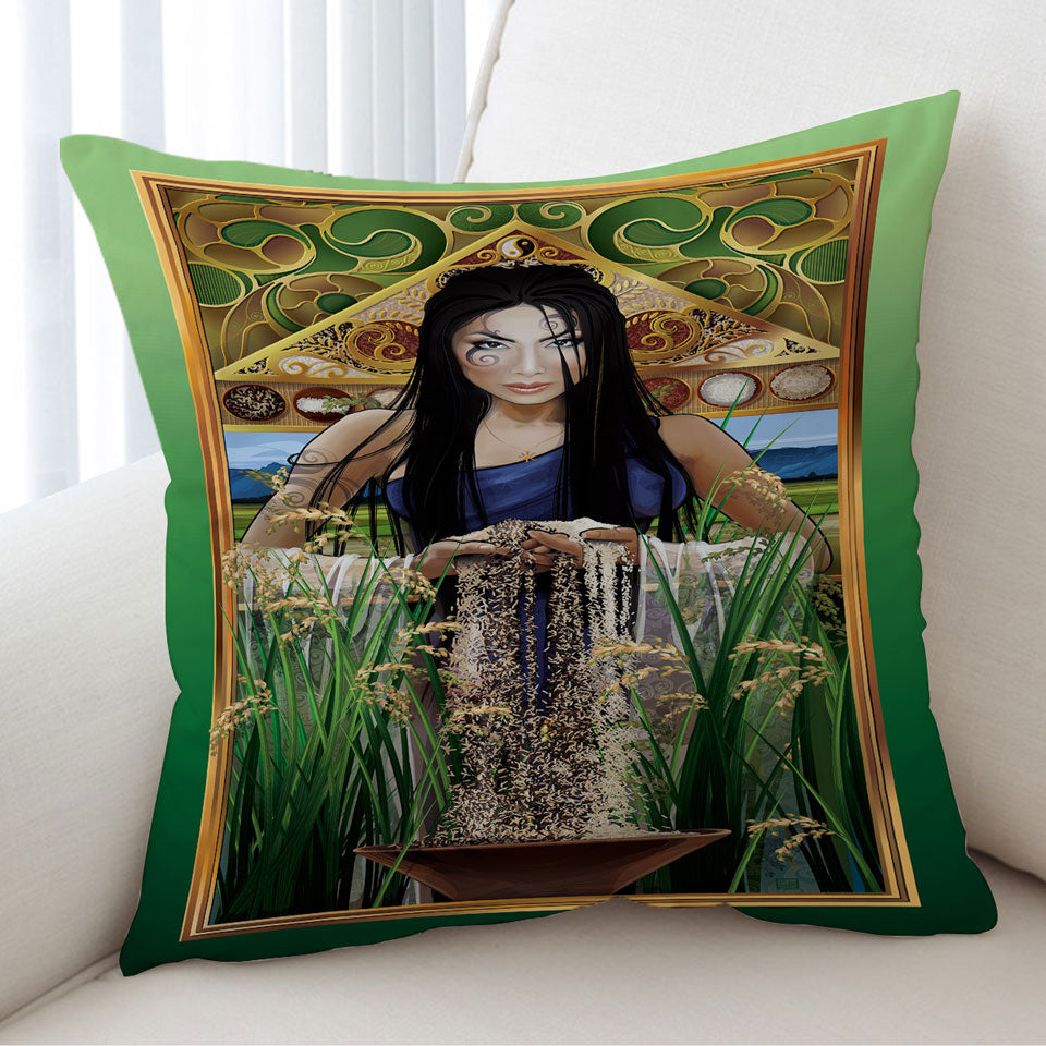 Unique Cushion Covers Cool Woman Art Goddess of Rice