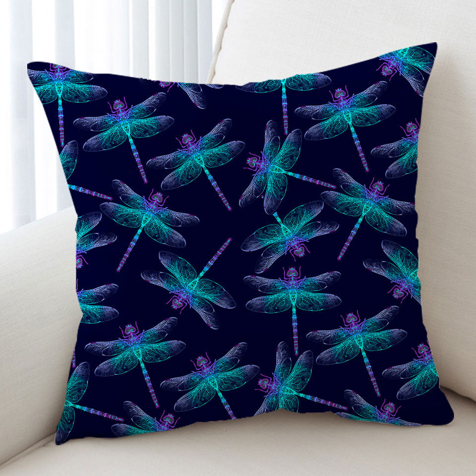 Unique Cushion Covers Glowing Purplish Dragonflies