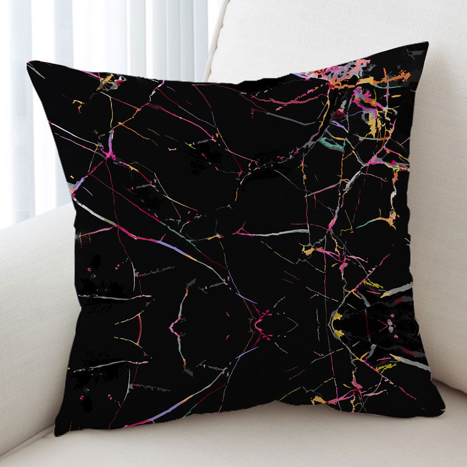 Unique Cushion Covers Multi Colored Cracks over Black