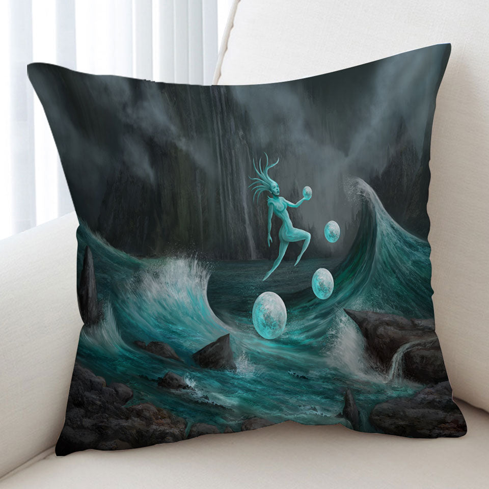 Unique Cushion Covers Thalassa the Ocean God Fantasy Art