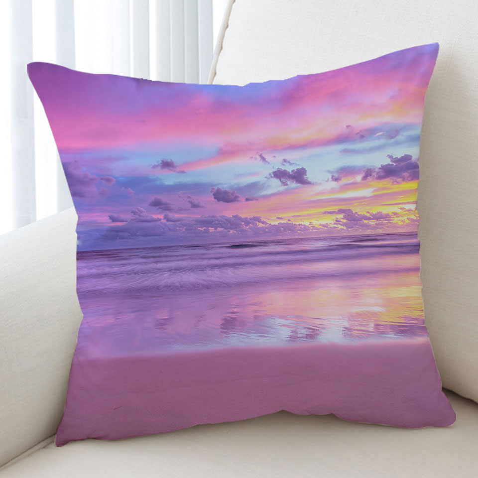 Unique Cushions Stunning Ocean During Purplish Sunset Cushion Cover
