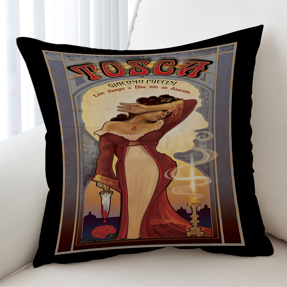 Unique Decorative Cushions Tosca the Love Assassin Cool Art_1