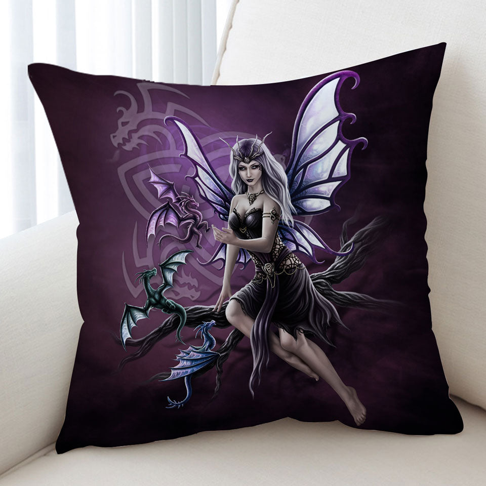 Unique Decorative Cushions with Fantasy Art Butterfly Girl the Dragon Keeper