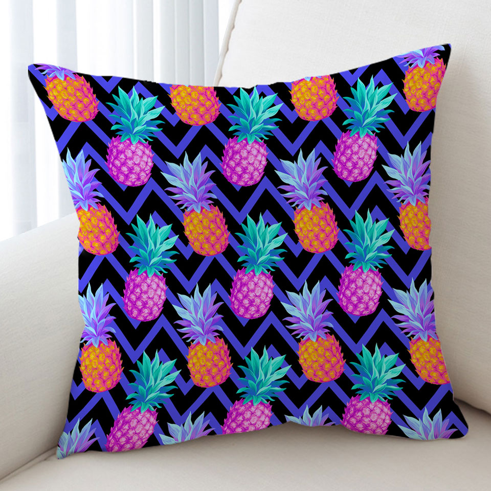 Unique Decorative Pillows Dark Pineapple over Chevron