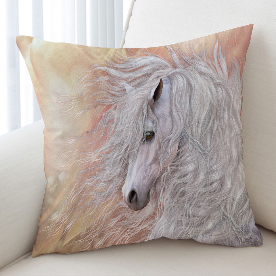 Unique Elegant Cushion Covers Primavera Gorgeous White Horse