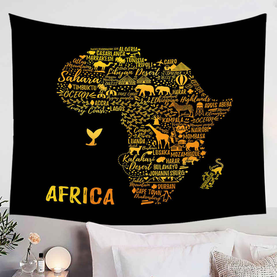 Unique Home Decor Fascinating Africa The African Continent Tapestry