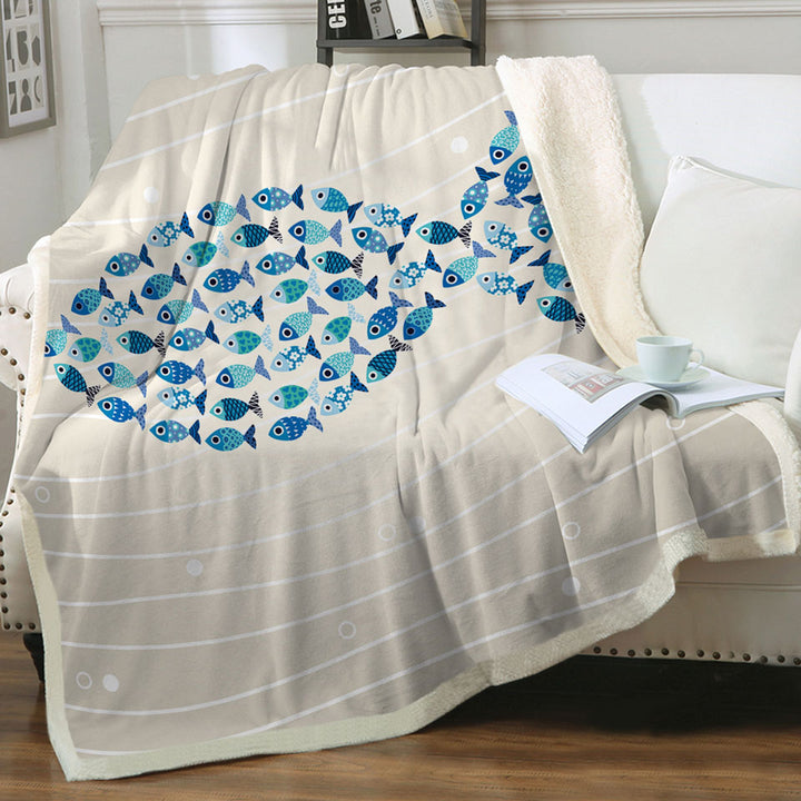Unique Lightweight Blankets Blue Turquoise Fish of Fish