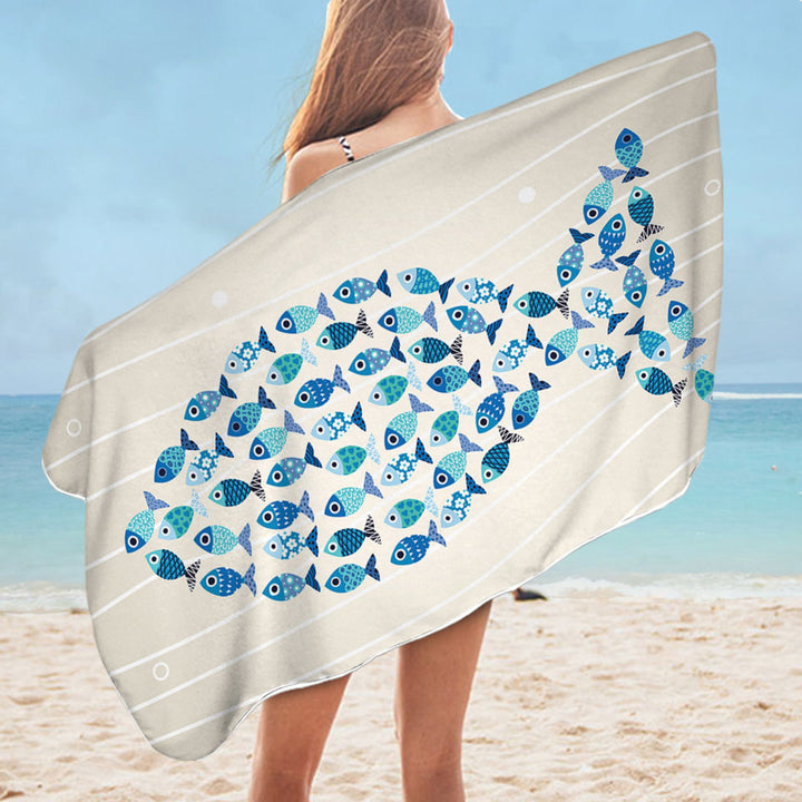 Unique Microfibre Beach Towels Blue Turquoise Fish of Fish