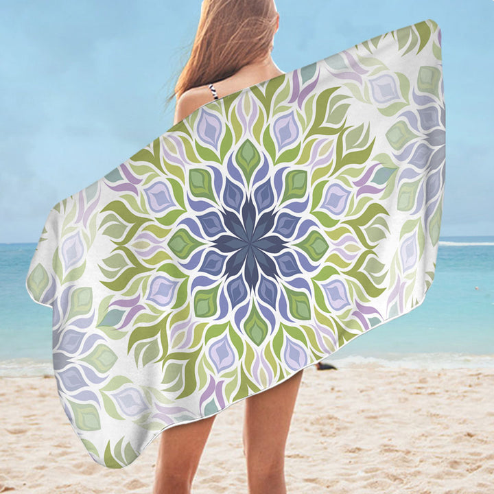 Unique Microfibre Beach Towels Green Purple Relaxing Abstract