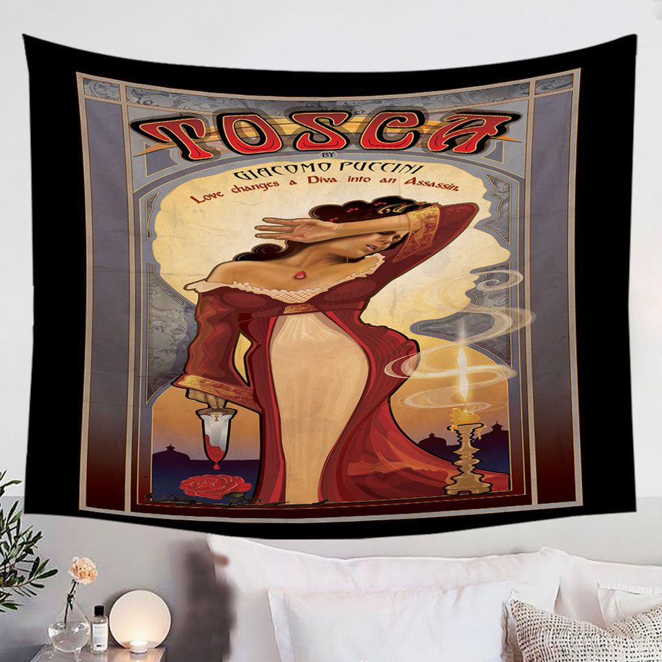 Unique-Tapestries-Wall-Decor-Tosca-the-Love-Assassin-Cool-Art