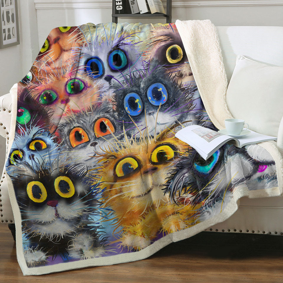 Unique Throw Blankets Big Cats Eyes