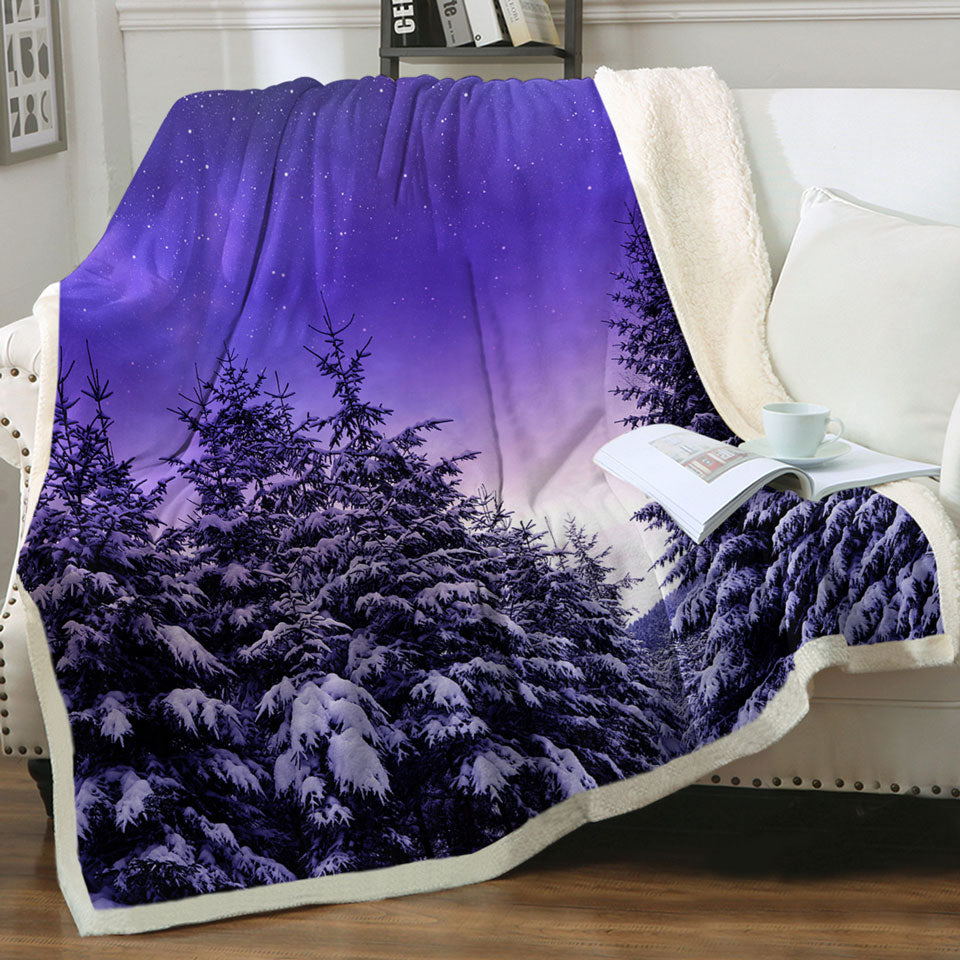 Unique Throws Feature Bright Winter Night in the Snowy Forest