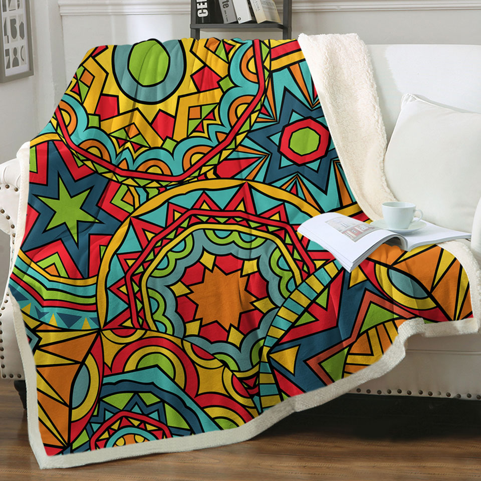 Unique Throws Green Red Blue Messy Abstract