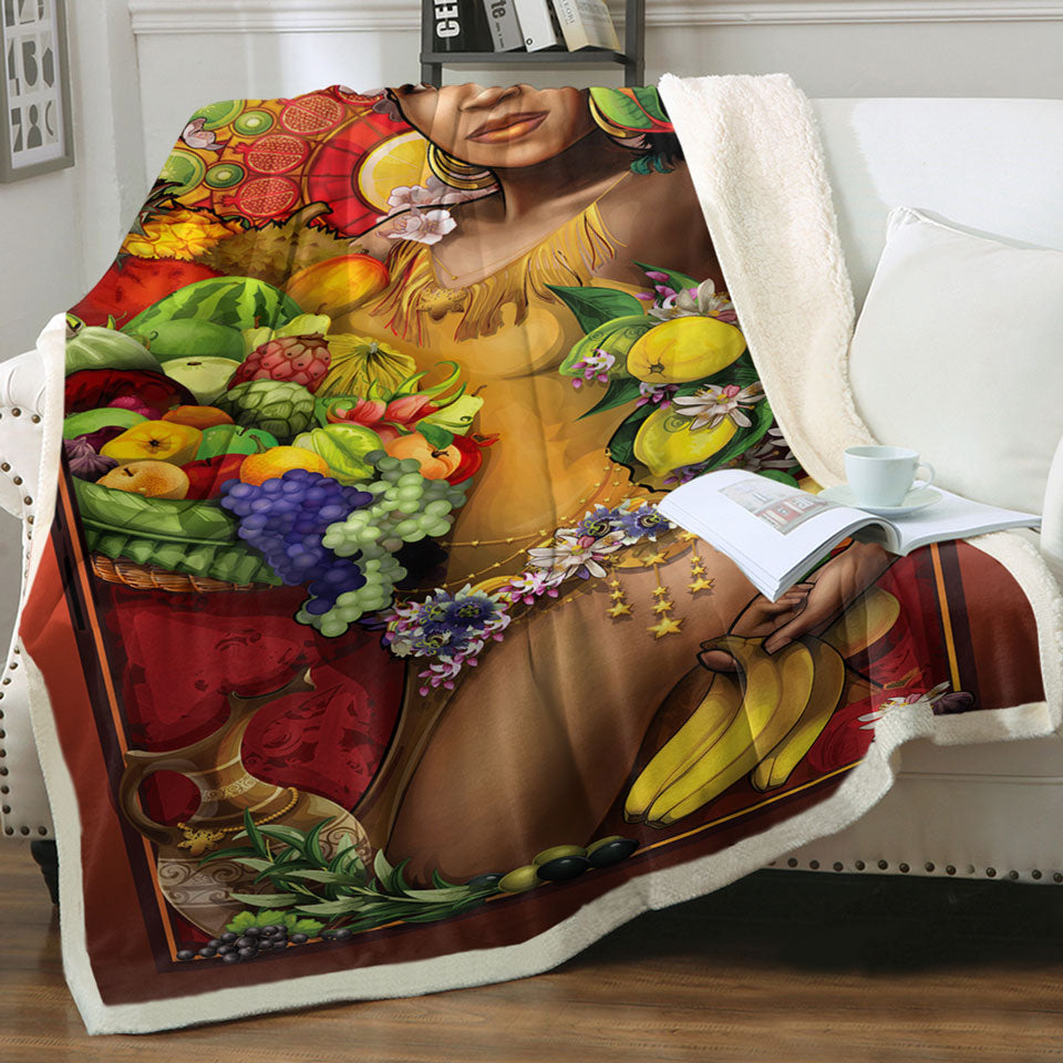 products/Unique-Throws-Stunning-Black-Woman-Goddess-of-Fruit