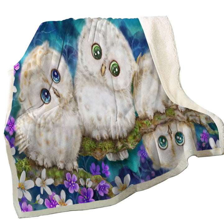 Unique Throws of Wild Birds Art Cute Night Flowers and Owls