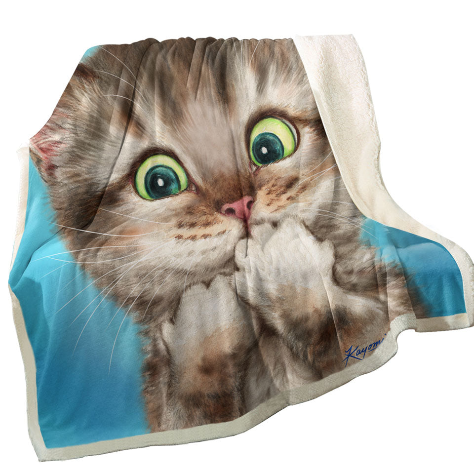 Unique Throws with Adorable Cat Sweet Regretful Kitten