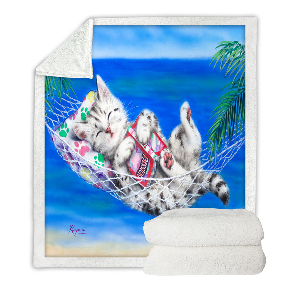 Unique Throws with Funny Cats Designs Beach Hammock Grey Kitten