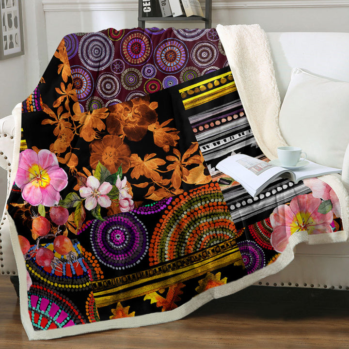 Unique Throws with Mandalas and Flowers Dark Messy Design