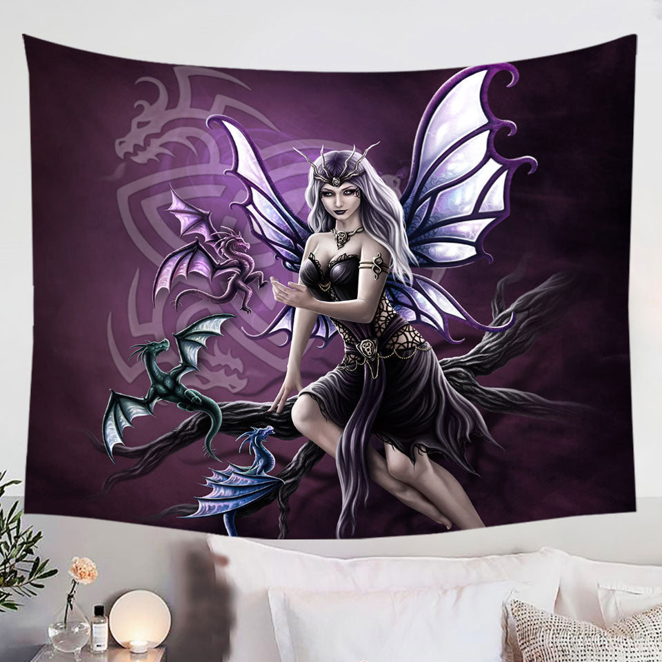Unique-Wall-Decor-Tapestries-Fantasy-Art-Butterfly-Girl-the-Dragon-Keeper