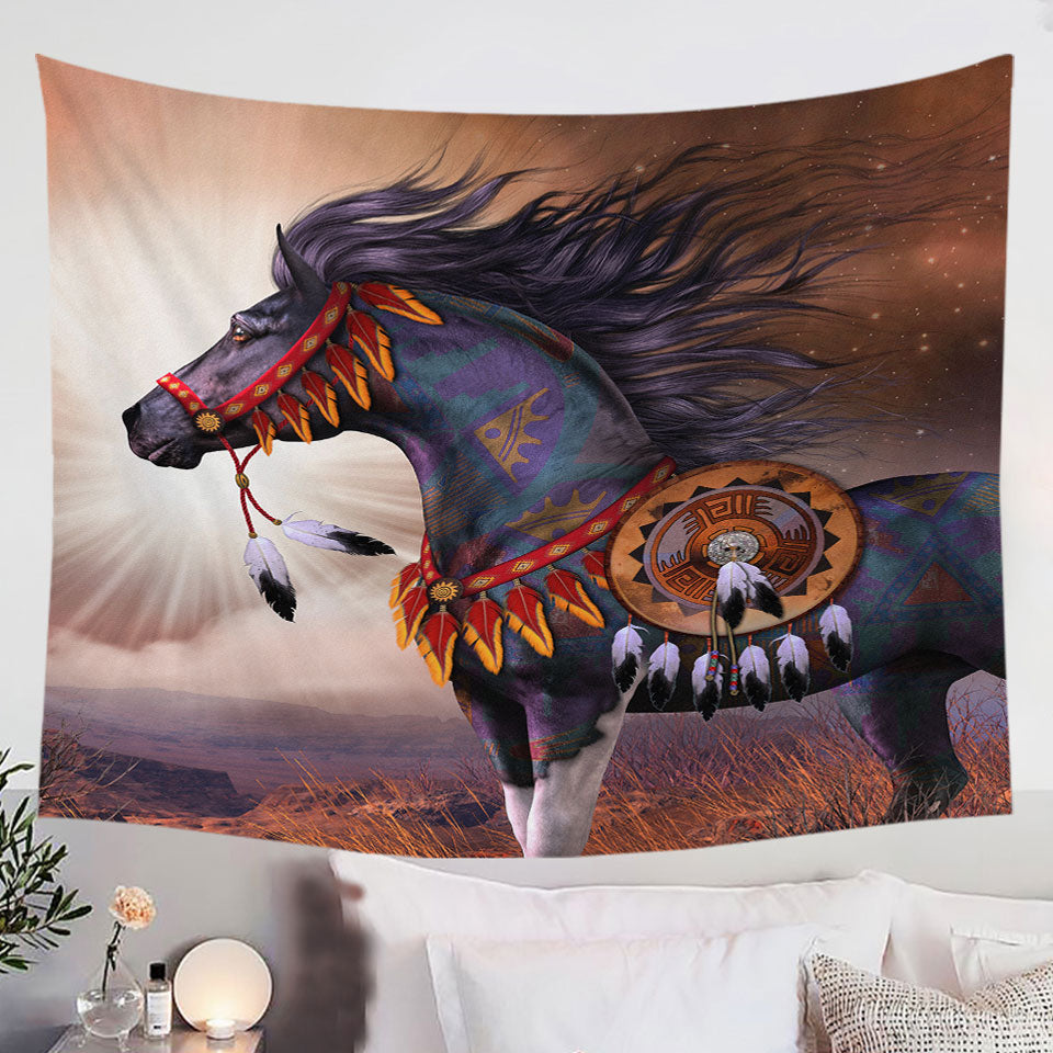 Unique-Wall-Decor-Wind-Walker-Attractive-Native-American-Horse-Tapestry