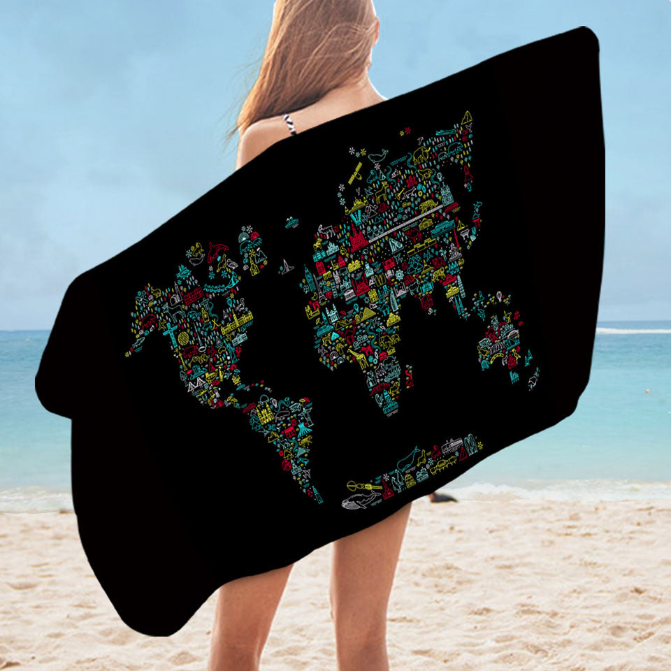 Unique World Map Cool Beach Towels