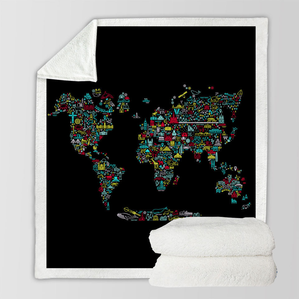 Unique World Map Fleece Blankets