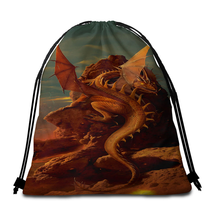Unusual Beach Bags and Towels Cool Dragon Art Earth and Fire