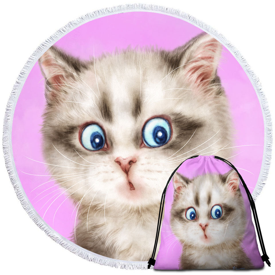 Unusual Beach Towels with Cats Cute and Funny Faces Amazed Kitten
