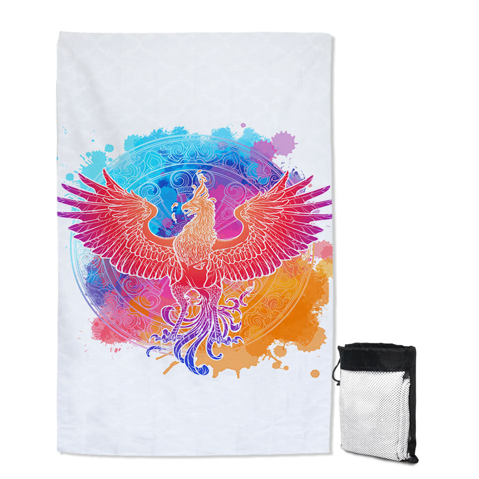 Unusual Beach Towels with Fire Colors Eagle