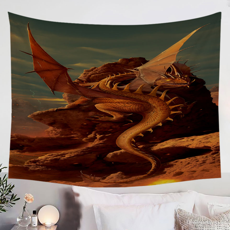 Unusual-Wall-Decor-Cool-Dragon-Art-Earth-and-Fire-Tapestry