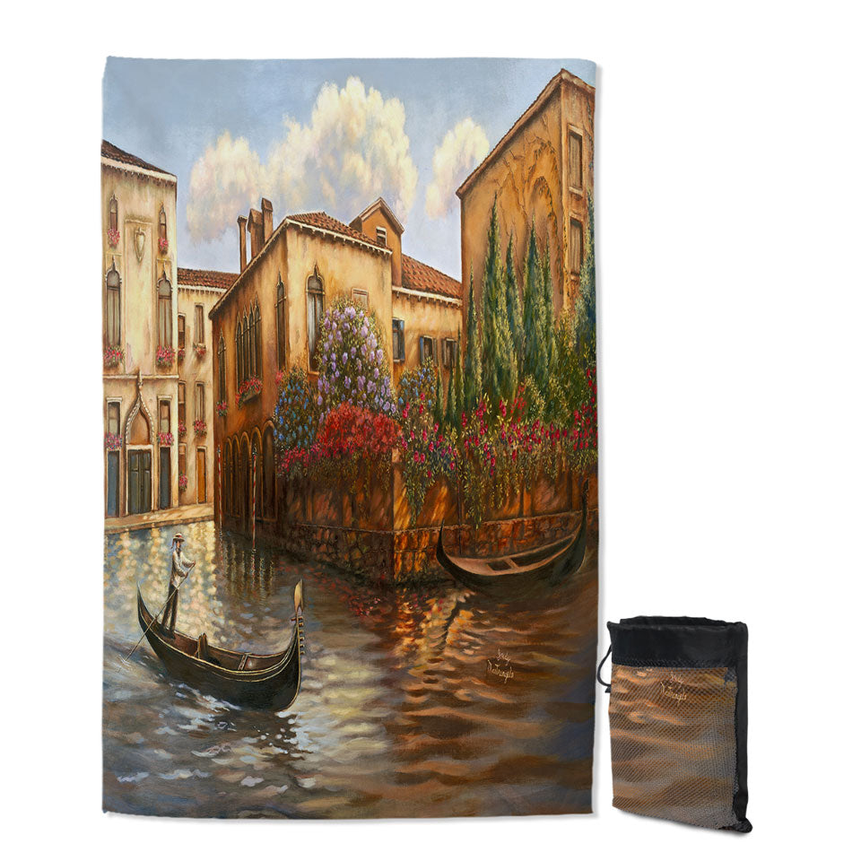 Venice City Beach Towels Art Painting the Gondola
