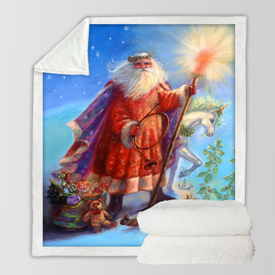 products/Vintage-Christmas-Sofa-Blankets-Painting-Santa-and-Unicorn