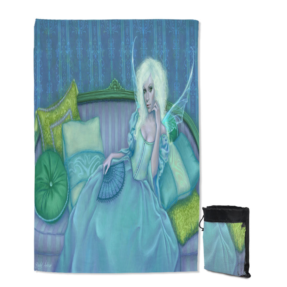 Vintage Fantasy Art Painting the Green Fairy Beach Towels