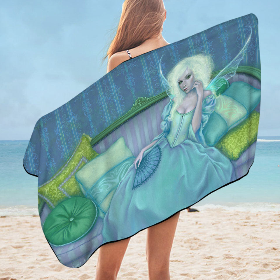 Vintage Fantasy Art Painting the Green Fairy Pool Towels