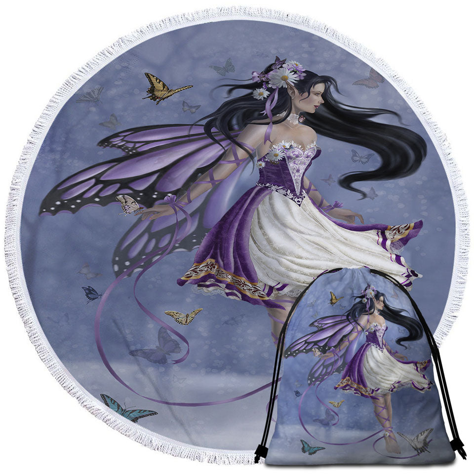 Violet Beach Towels Melody Purple Butterfly Fairy Girl