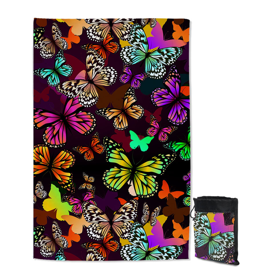 Vivid Colored Butterflies Beach Towel