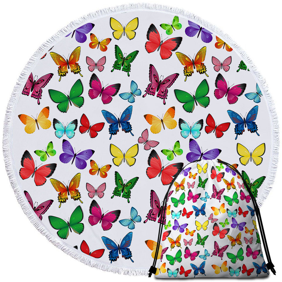 Vivid Colored Butterflies Beach Towels