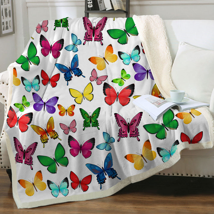 Vivid Colored Butterflies Decorative Throws